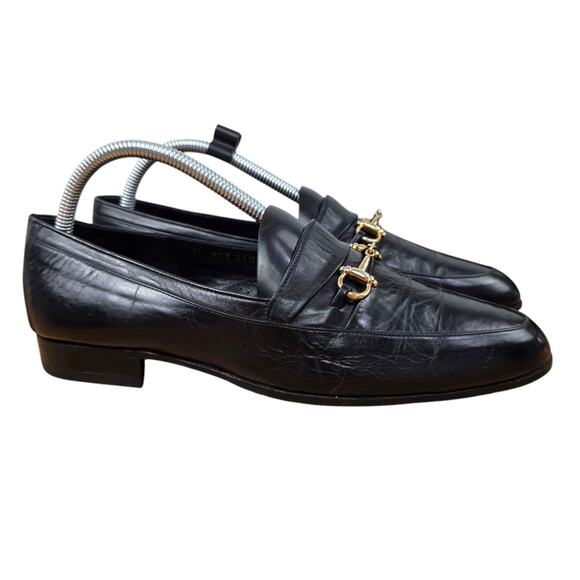 Vintage Gucci Horsebit Loafers Black Men 7-7.5 Leather Dress Shoes Snafflebit main image 7